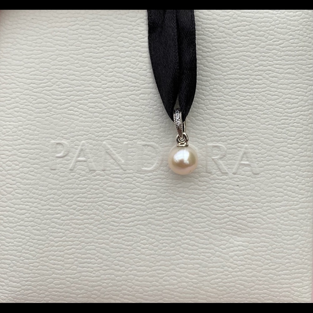 Elegant Beauty White Pearl & CZ Pendant  #390393P